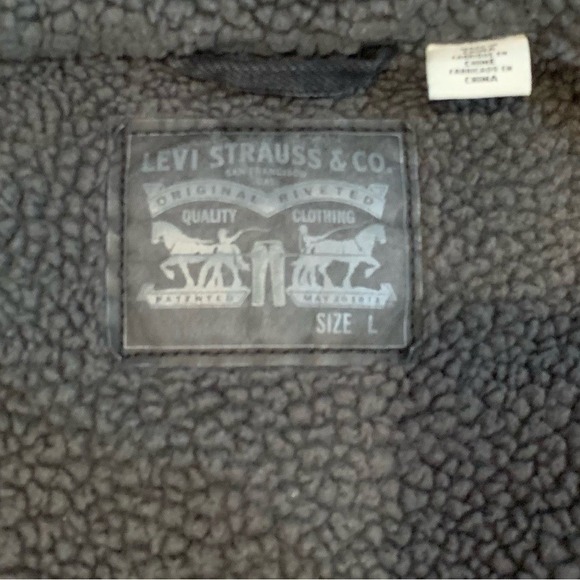 Levi Sherpa Jacket Streetwear Bikercore Trucker Bomber Winter Denim-L - Picture 6 of 7